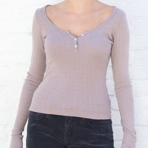 Brandy Melville Zelly Long Sleeve Eyelet Top